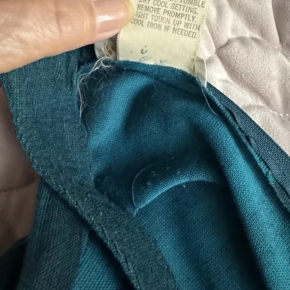 VTG Women 10 Dress California Girl Teal Stripe Rockabilly Retro 80’S Cottagecore - Picture 5 of 5